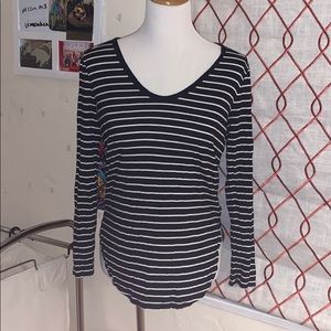 GAP Black and White Striped Long Sleeve Shirt